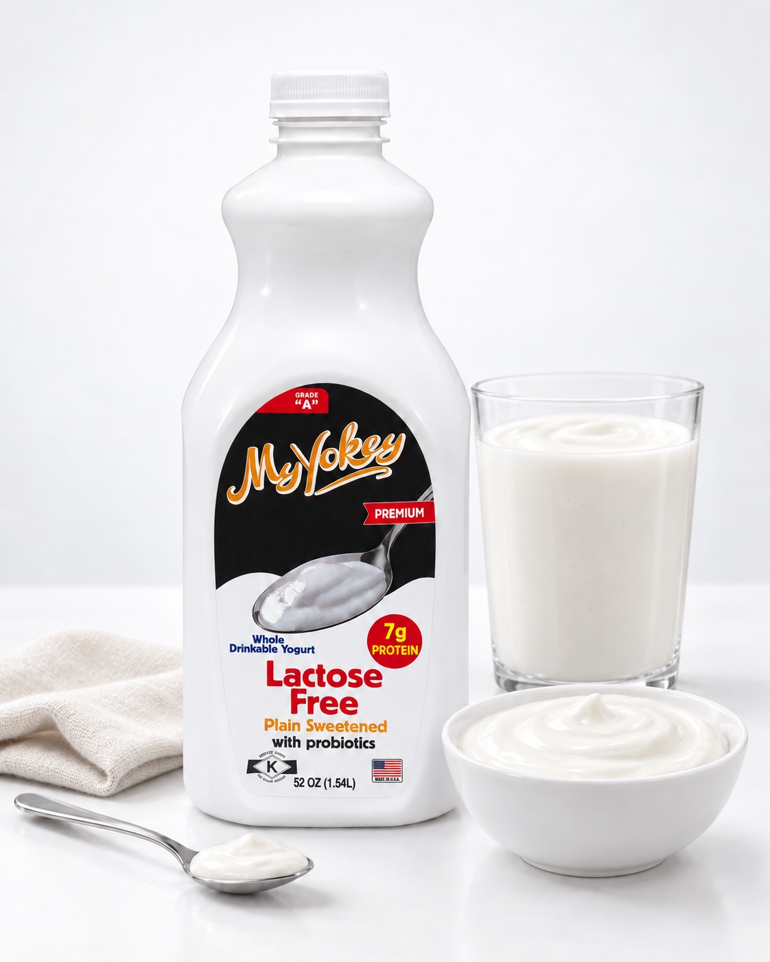 Yogur MyYokey natural endulzado sin lactosa, presentación de 52 onzas