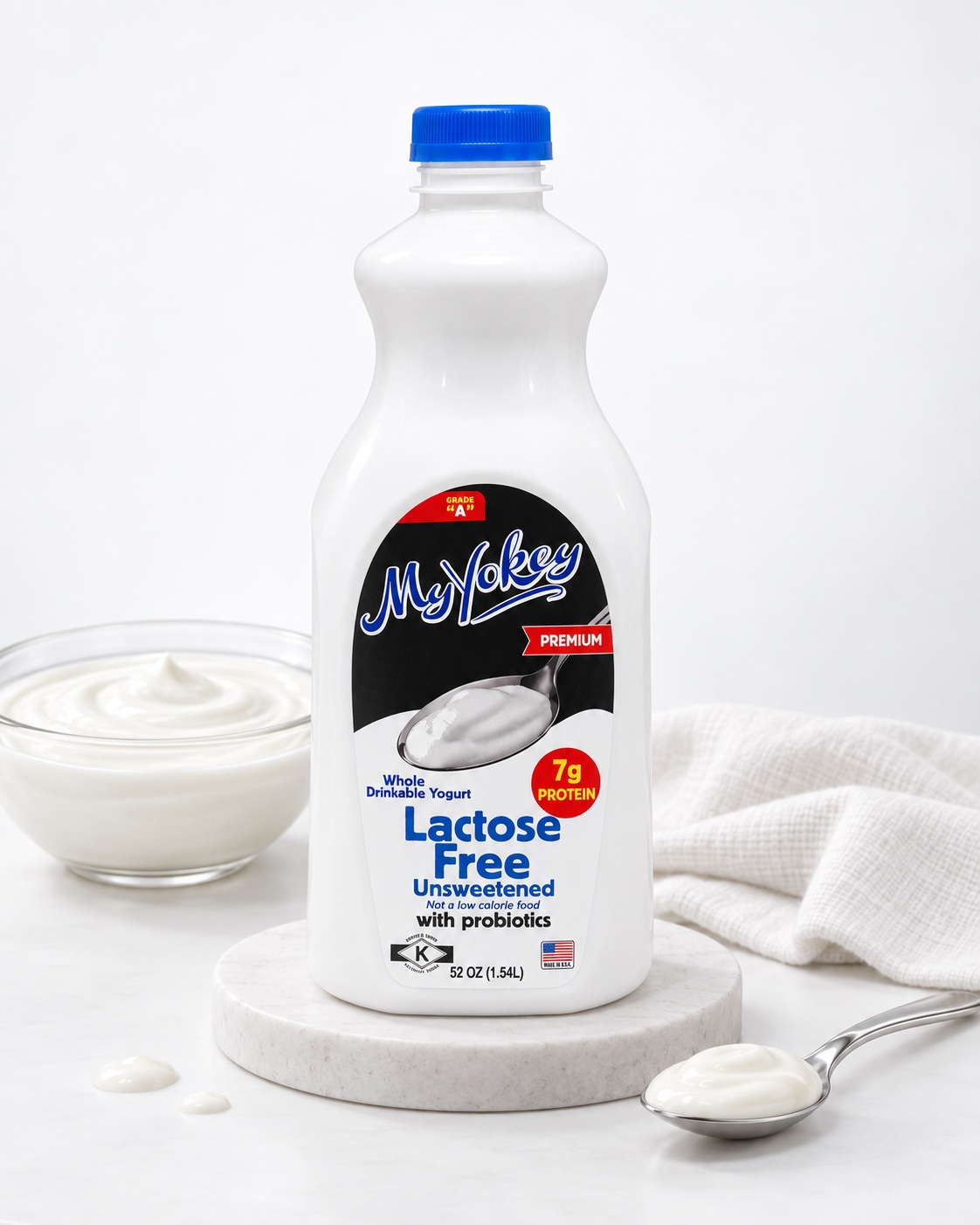 Yogur MyYokey natural sin azúcar y sin lactosa, presentación de 52 onzas