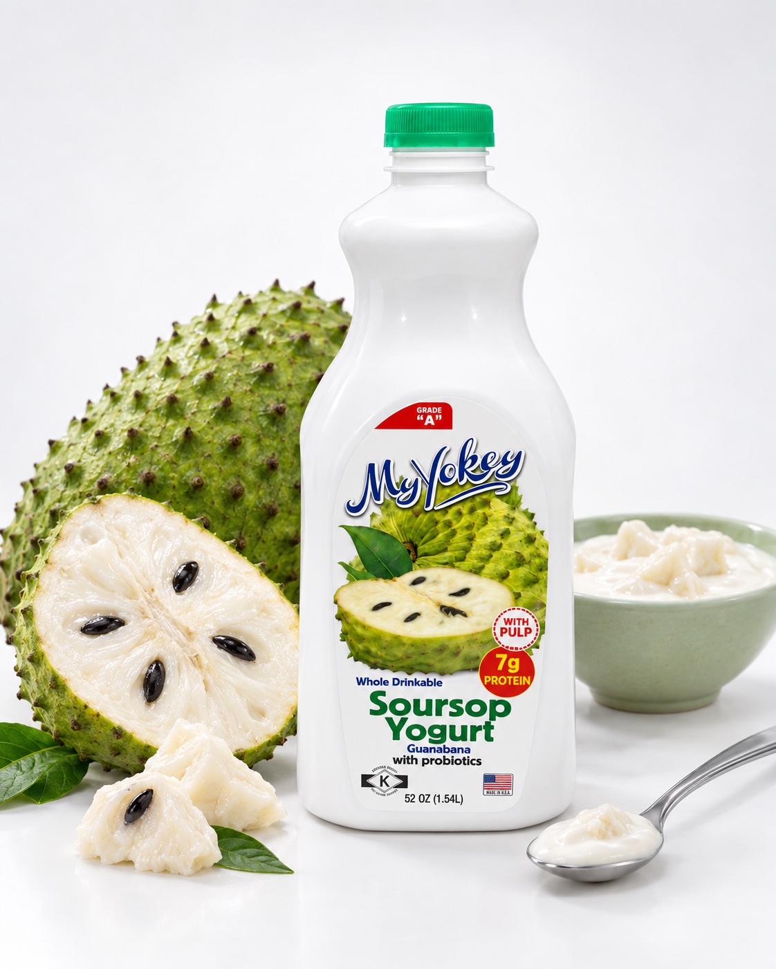 Botella de yogur MyYokey sabor guanábana con fruta y pulpa
